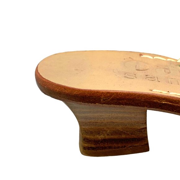 CAPRI SANDALS CO. Gold Leather Rhinestone Thong Slide‎ Sandals - Picture 6 of 9